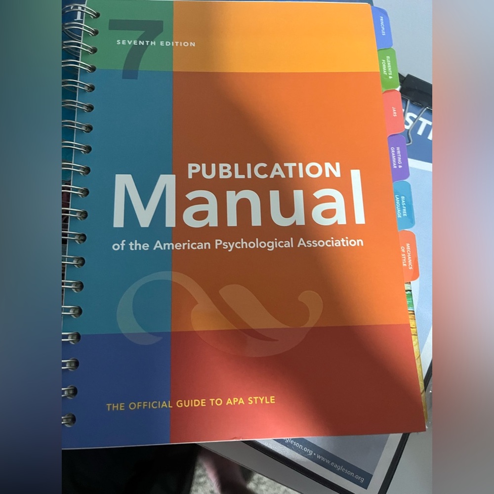 Publication Manual of the American Psycological Association 7th edition